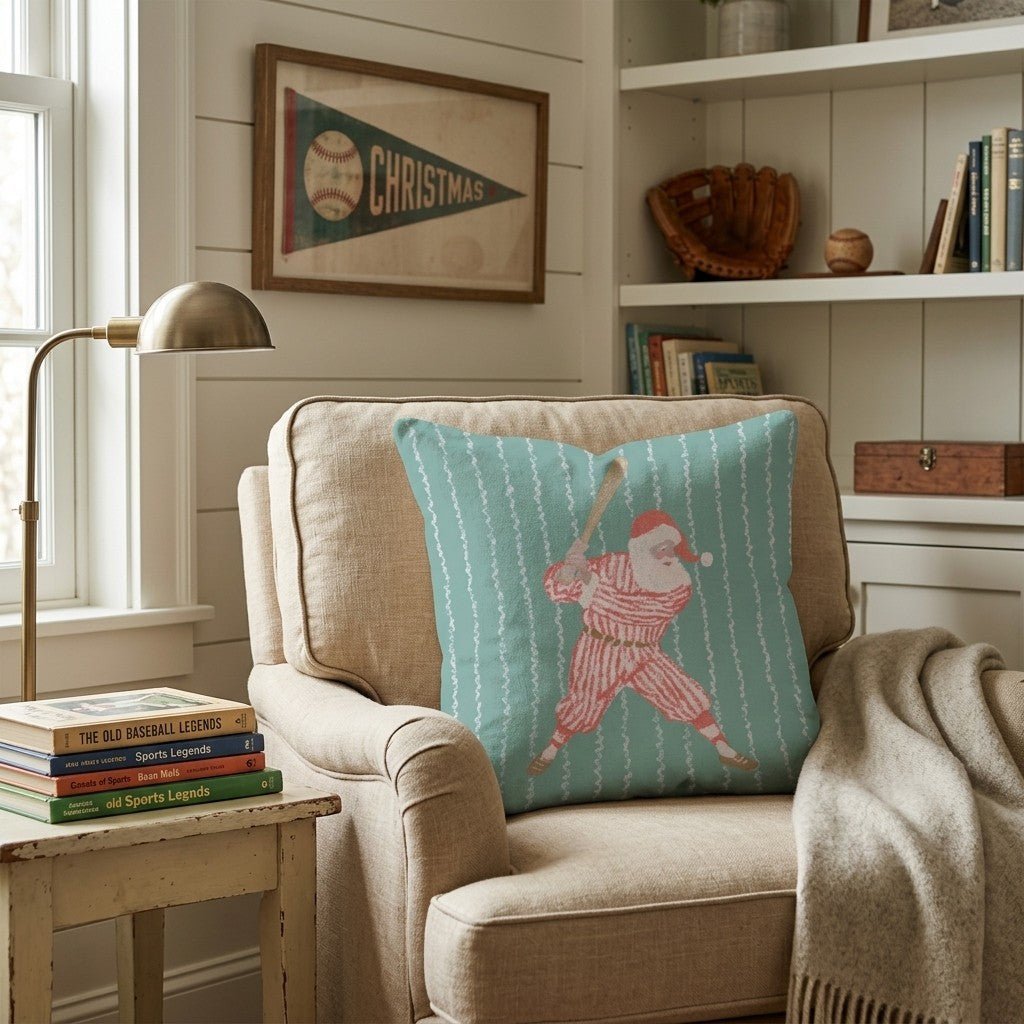 Santa Batter Up Throw Pillow - Hillcroft Home
