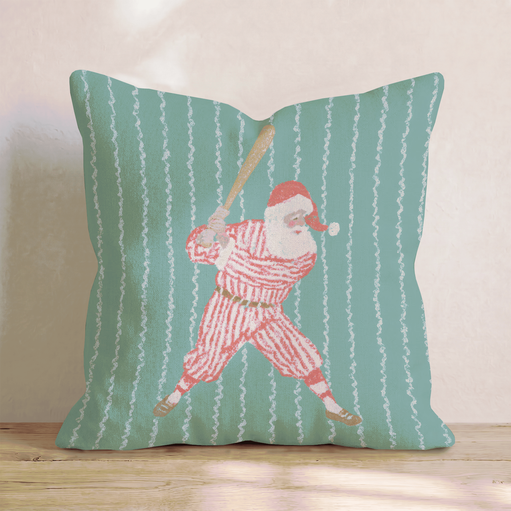 Santa Batter Up Throw Pillow - Hillcroft Home