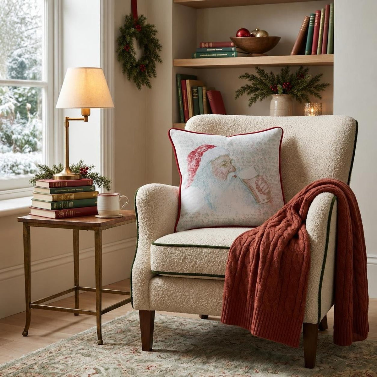 Santa Christmas Eve Beer Throw Pillow throw pillow - Hillcroft Home