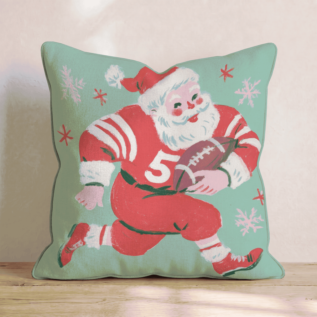 Santa Football Star Throw Pillow - Hillcroft Home