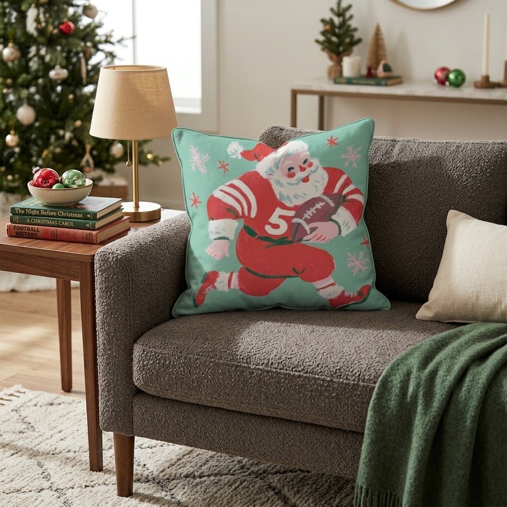 Santa Football Star Throw Pillow - Hillcroft Home