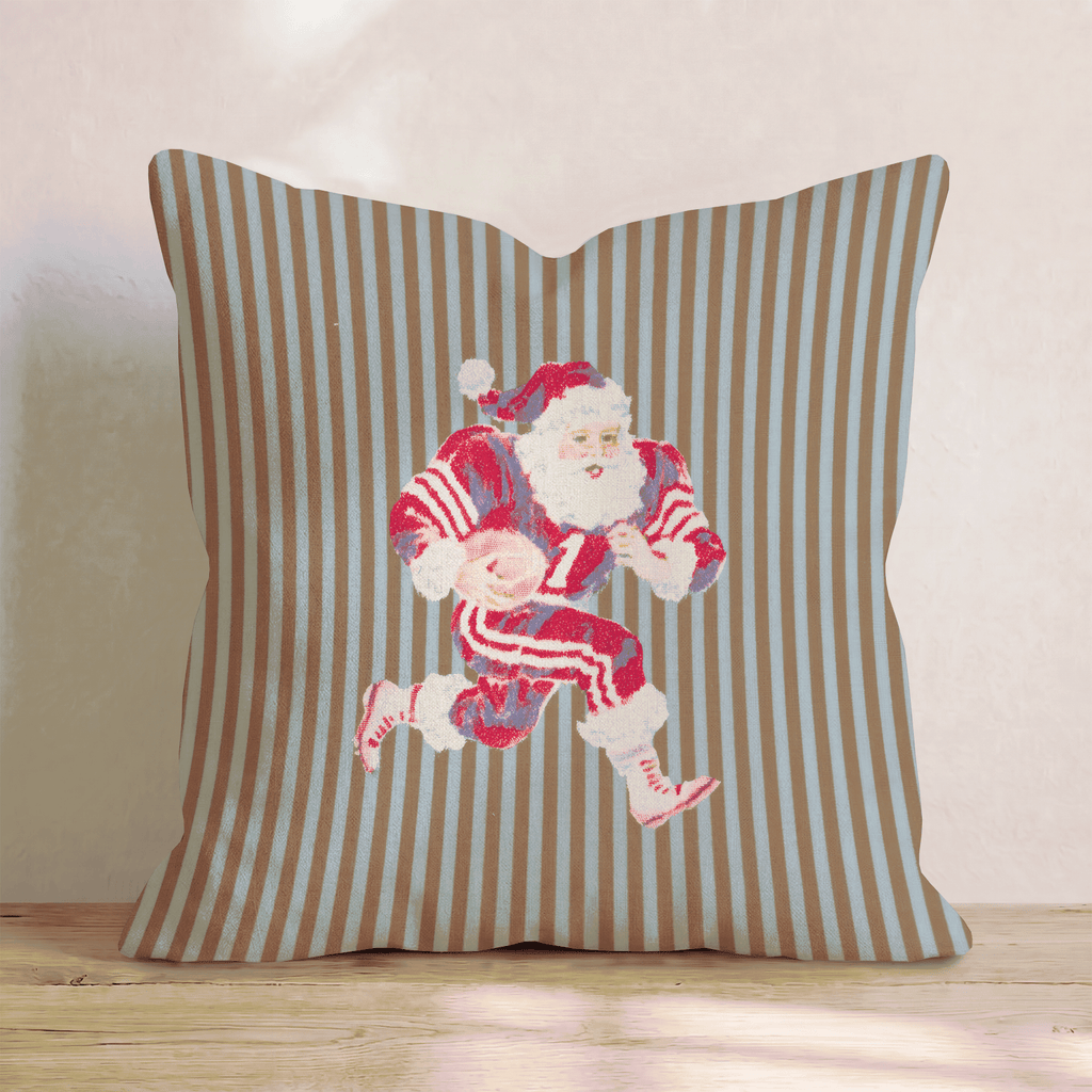 Santa Football Stripes Throw Pillow - Hillcroft Home