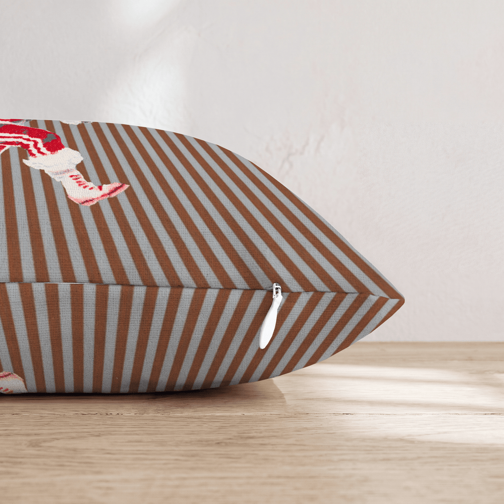 Santa Football Stripes Throw Pillow - Hillcroft Home