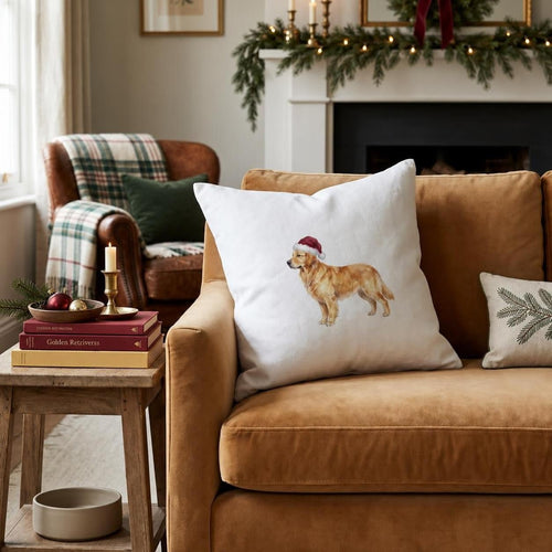 Santa Golden Retriever Throw Pillow throw pillow - Hillcroft Home