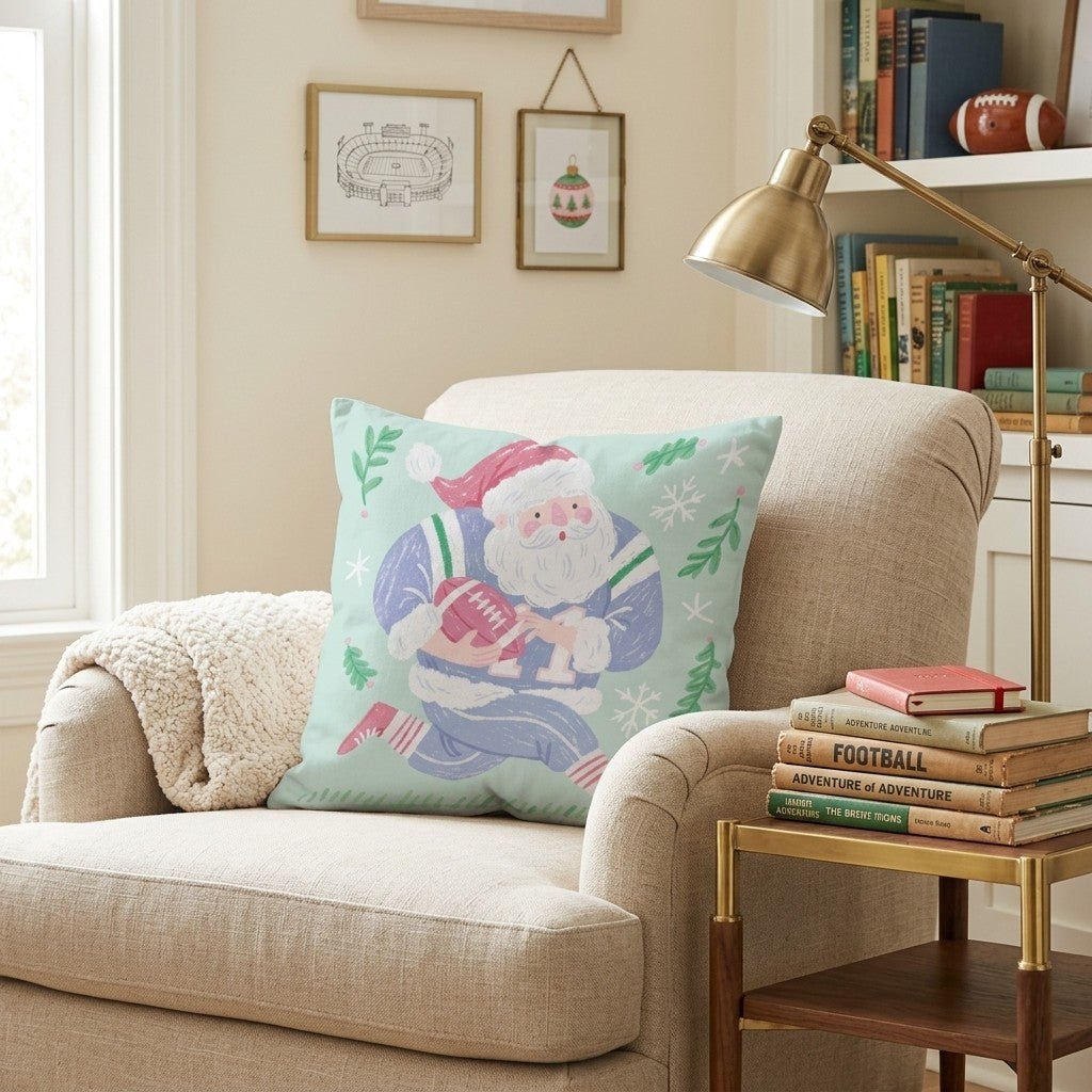 Santa Gridiron Dash Throw Pillow - Hillcroft Home