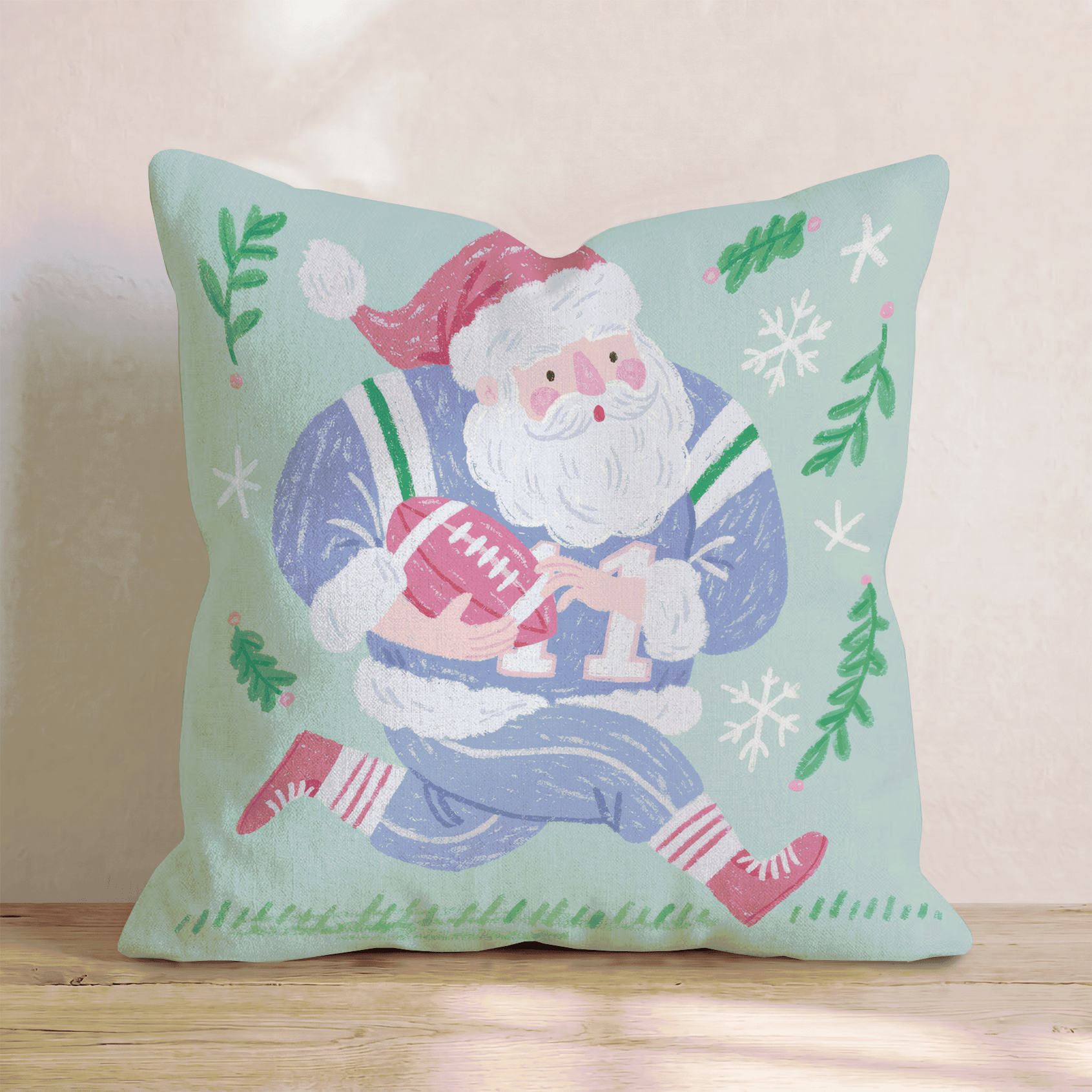 Santa Gridiron Dash Throw Pillow - Hillcroft Home