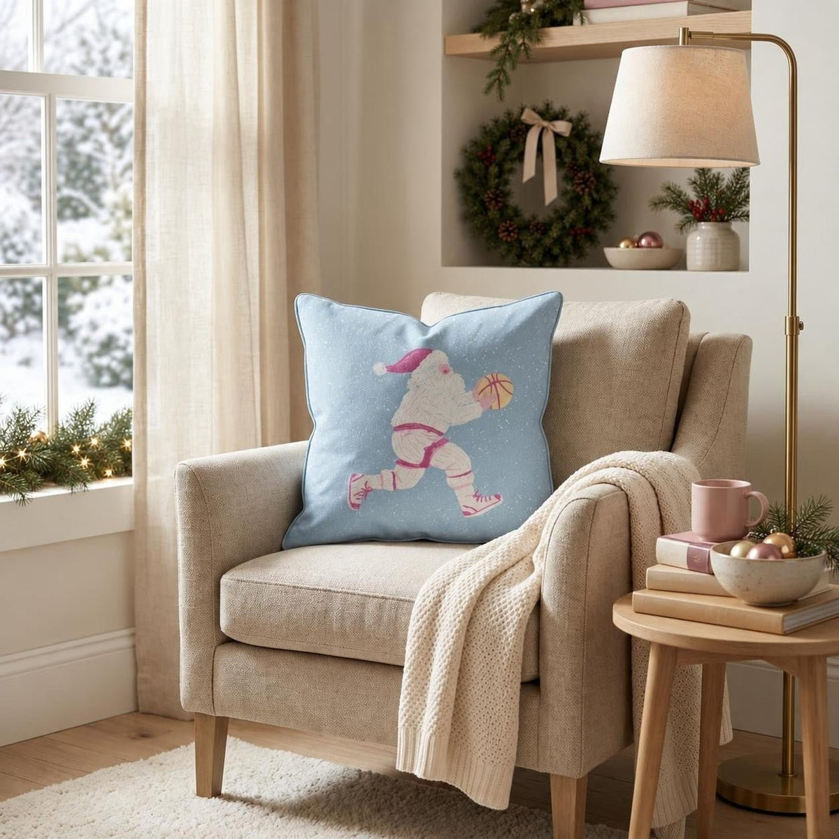 Santa Hoopers Throw Pillow throw pillow - Hillcroft Home