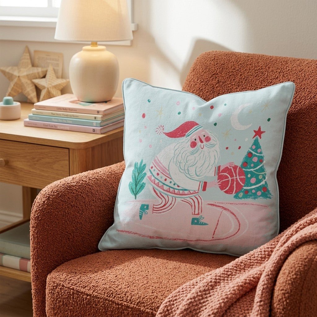 Santa Hoops Night Throw Pillow - Hillcroft Home