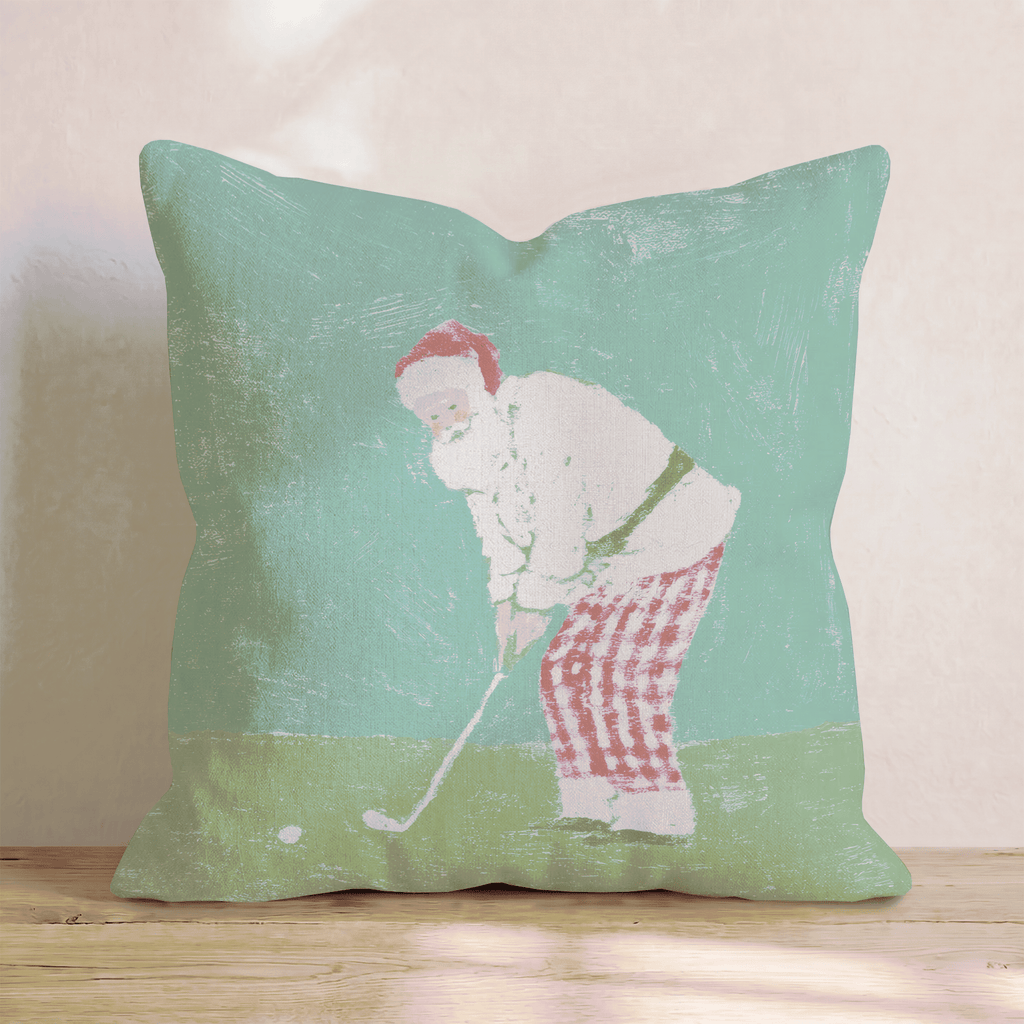 Santa On The Green Throw Pillow - Hillcroft Home