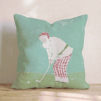 Santa On The Green Throw Pillow - Hillcroft Home