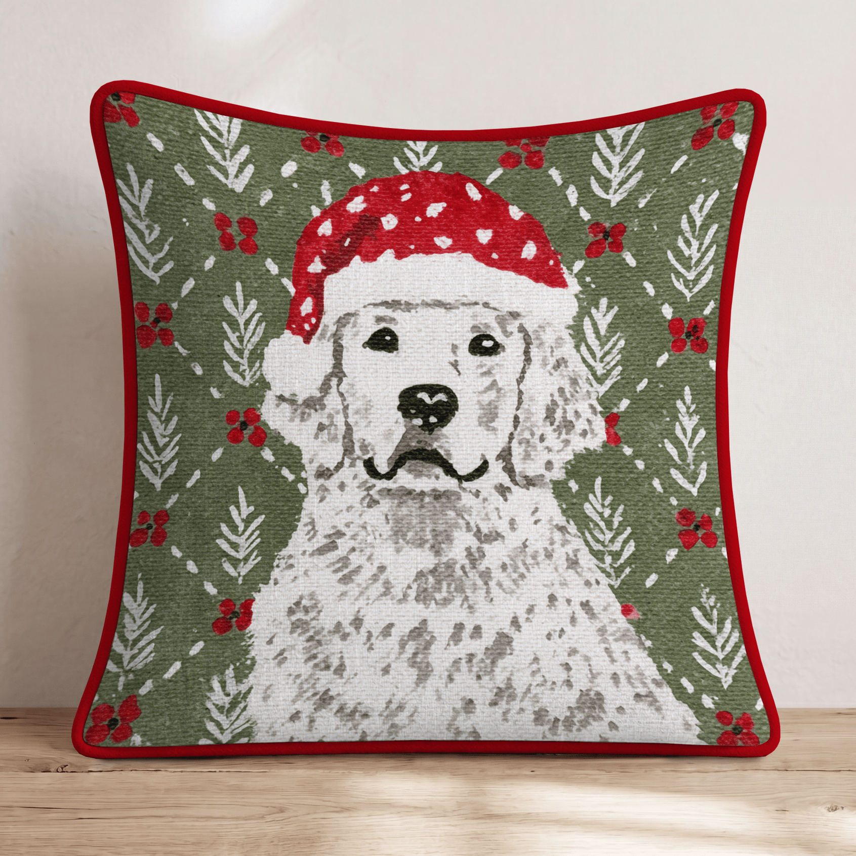Santa Paws Golden Throw Pillow - Hillcroft Home