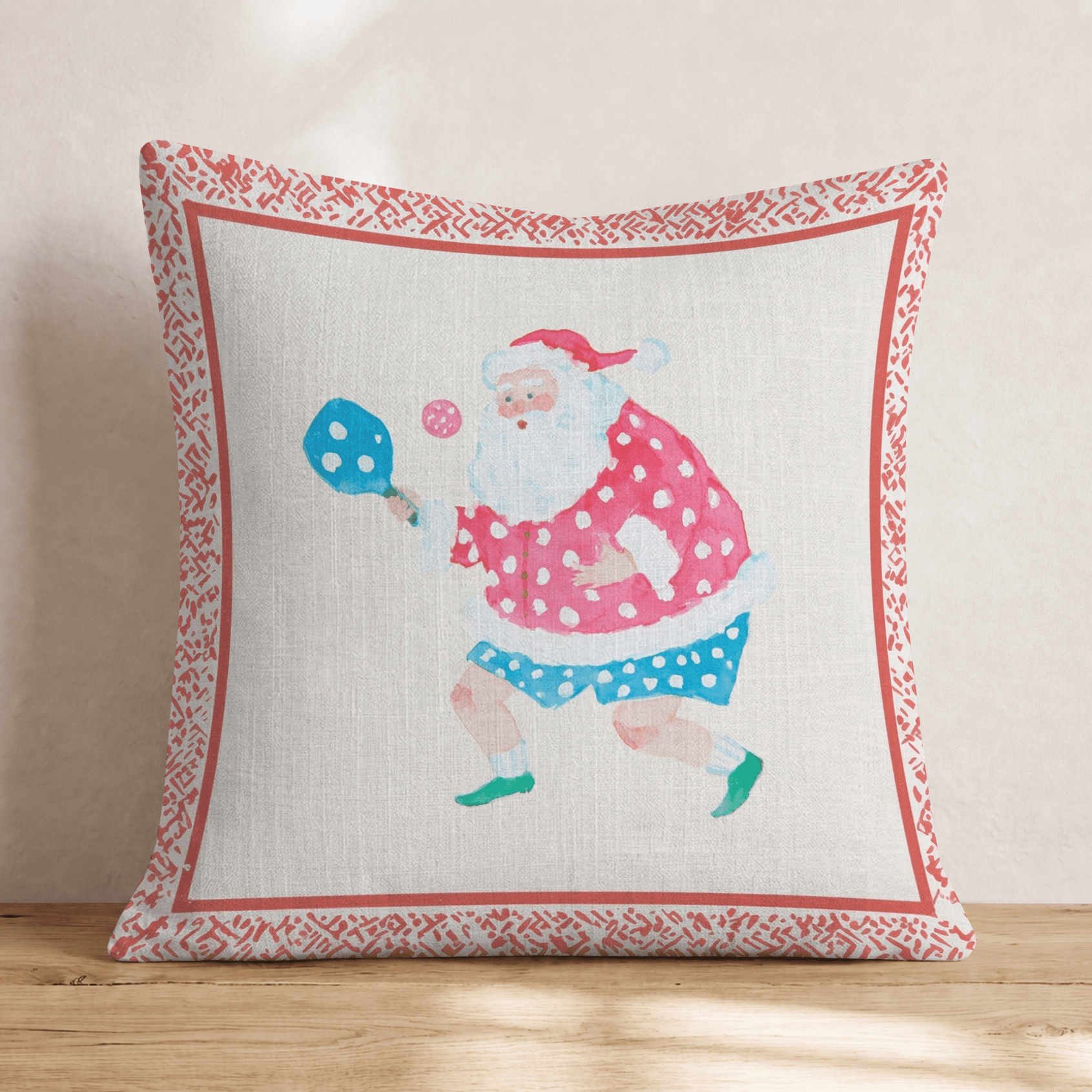 Santa Polka Dot Christmas Pickleball Throw Pillow - Hillcroft Home
