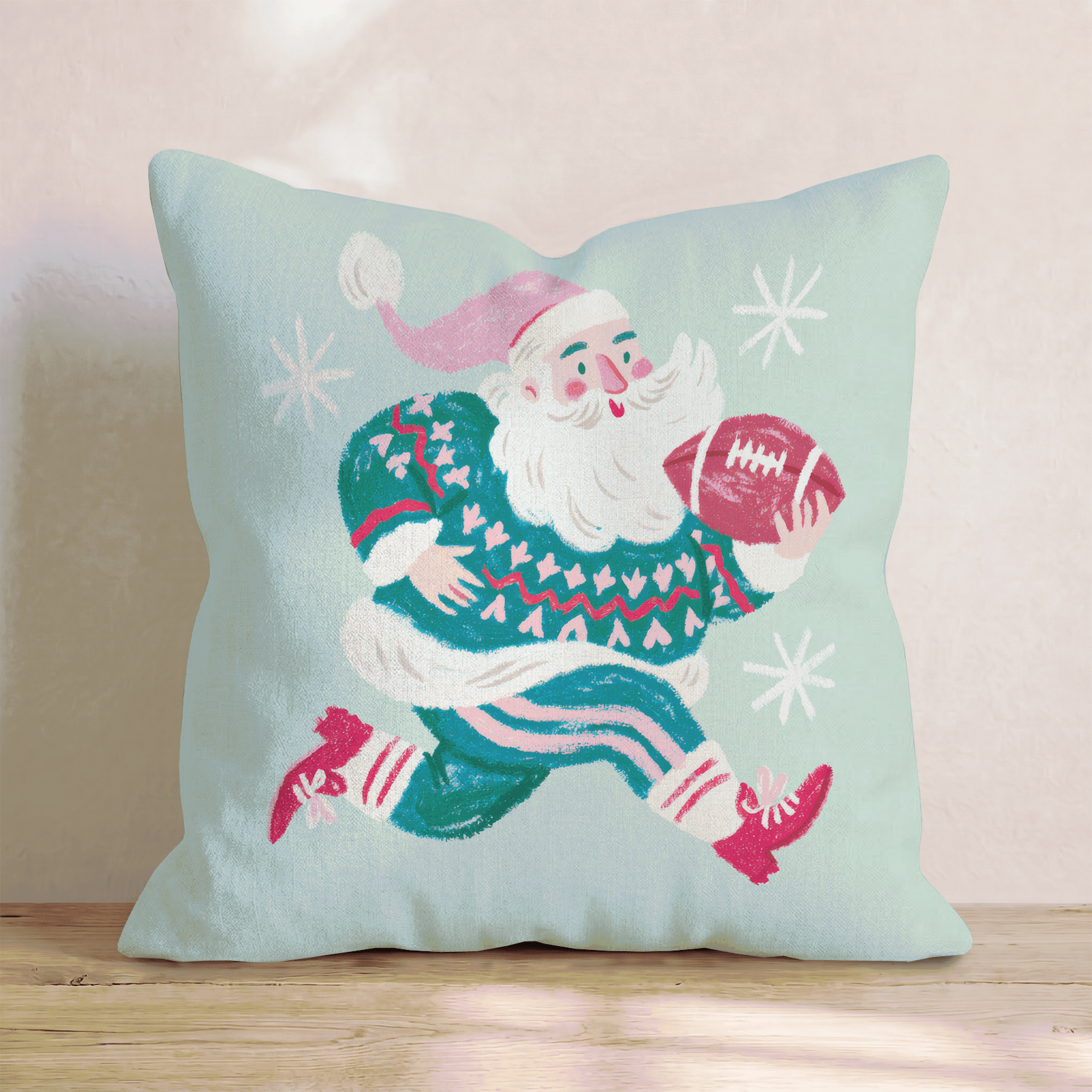Santa Runs the Ball Throw Pillow - Hillcroft Home