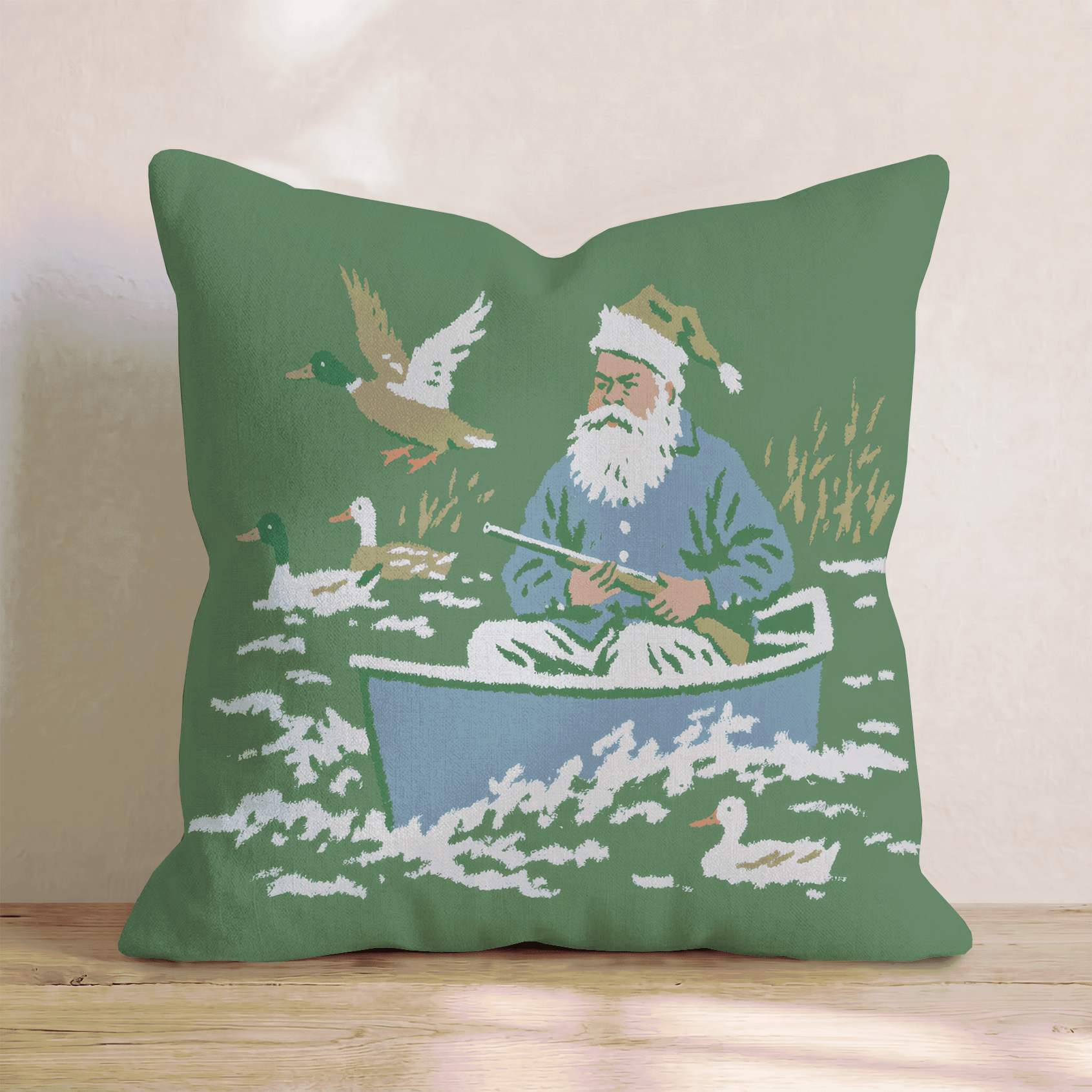 Santa_s Duck Hunt Throw Pillow - Hillcroft Home
