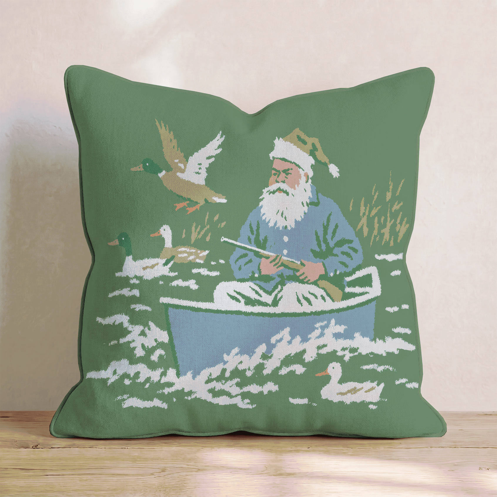 Santa_s Duck Hunt Throw Pillow - Hillcroft Home