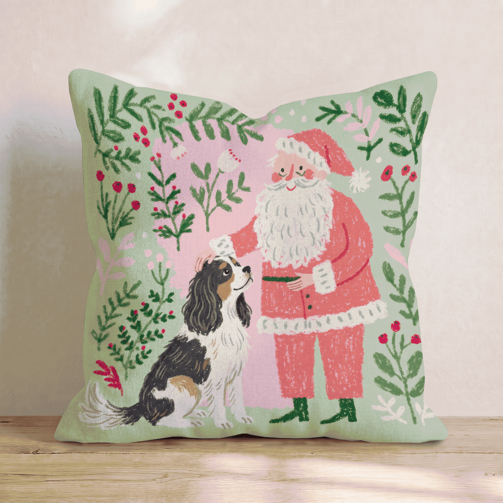 Santa_s Gentle Cavalier King Charles Spaniel Throw Pillow - Hillcroft Home