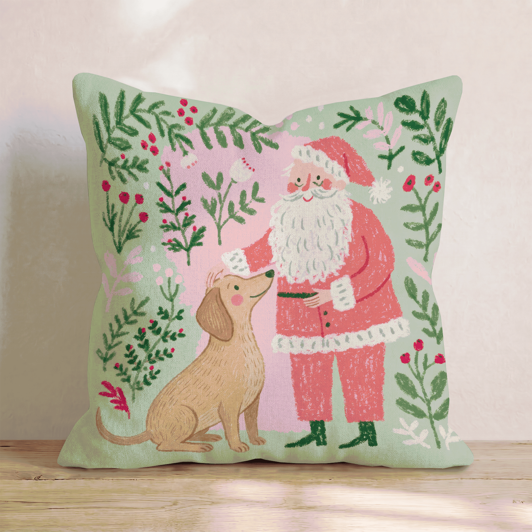 Santa_s Gentle Dachshund Throw Pillow - Hillcroft Home