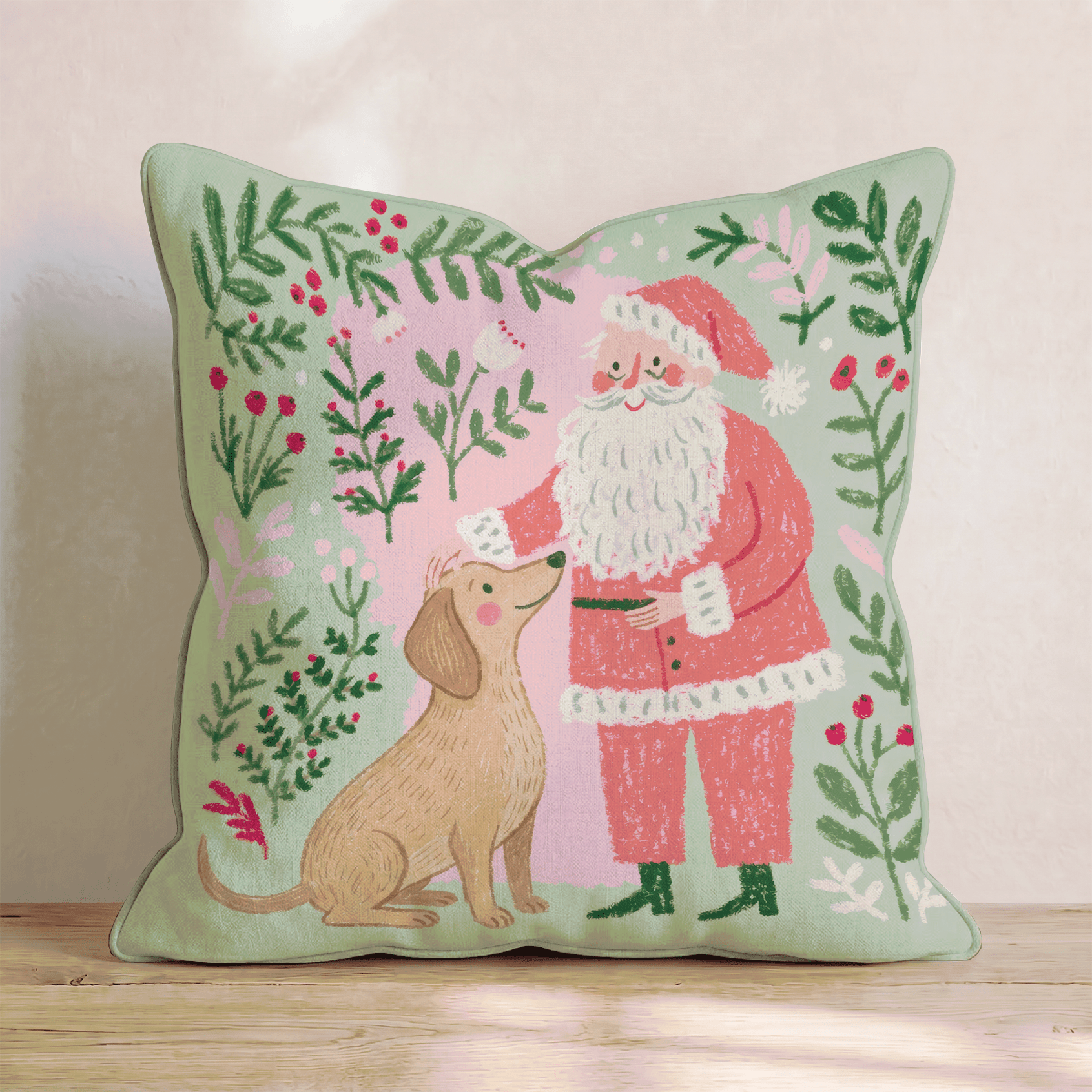 Santa_s Gentle Dachshund Throw Pillow - Hillcroft Home