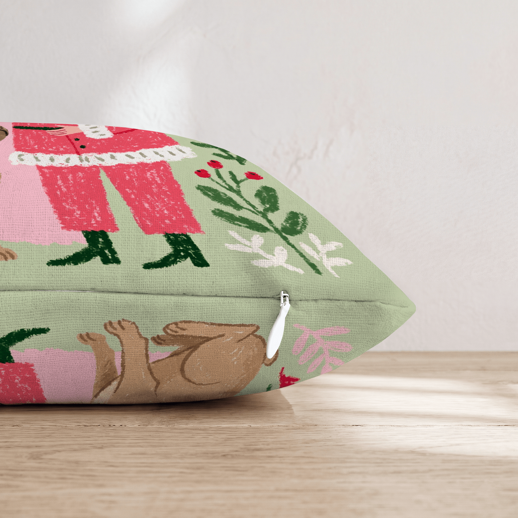 Santa_s Gentle French Bulldog Throw Pillow - Hillcroft Home
