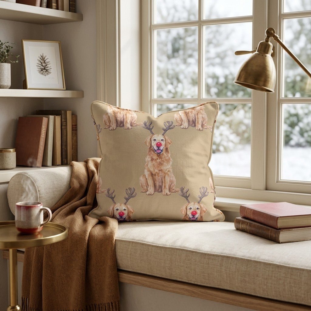 Santa_s Golden Retriever Throw Pillow - Hillcroft Home