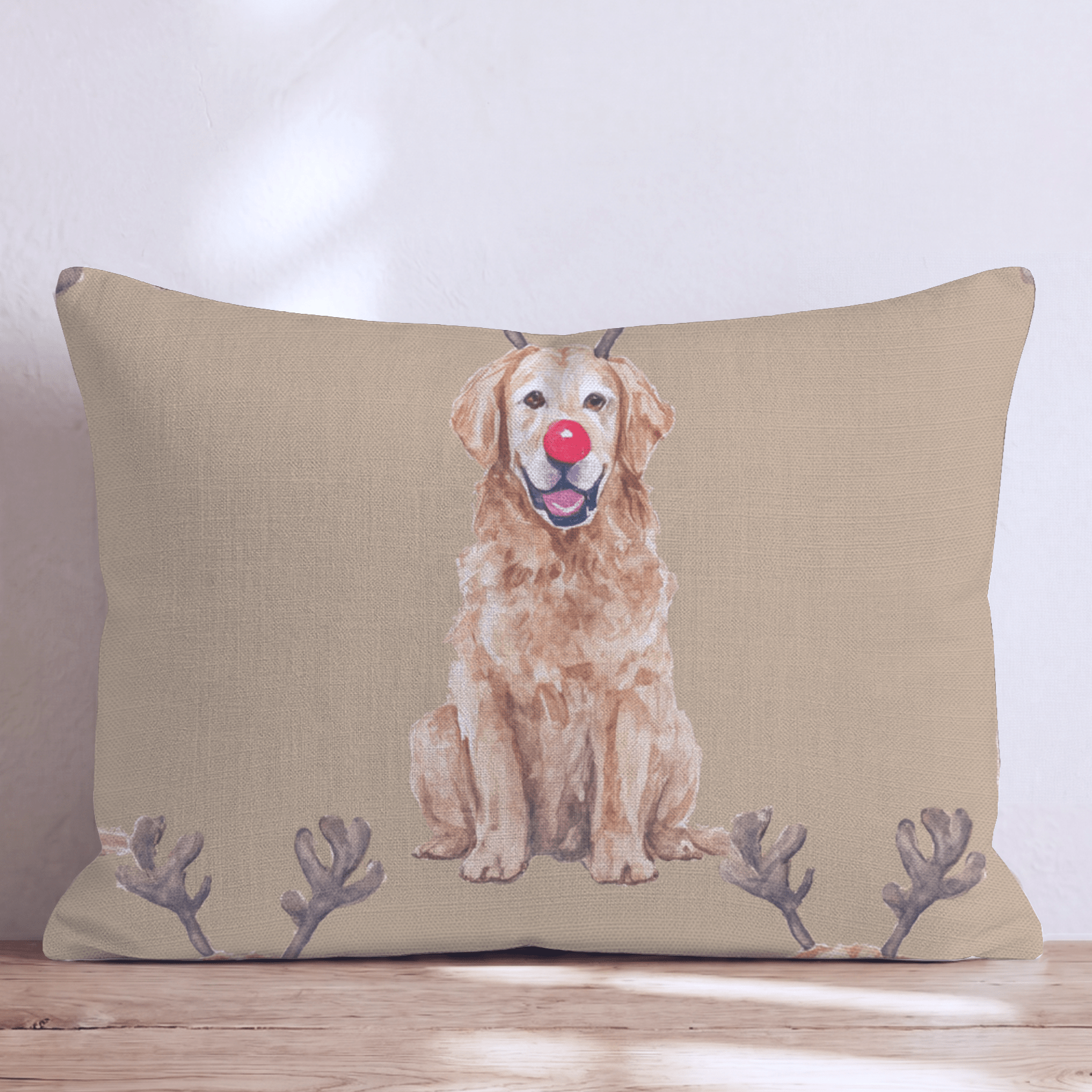 Santa_s Golden Retriever Throw Pillow - Hillcroft Home