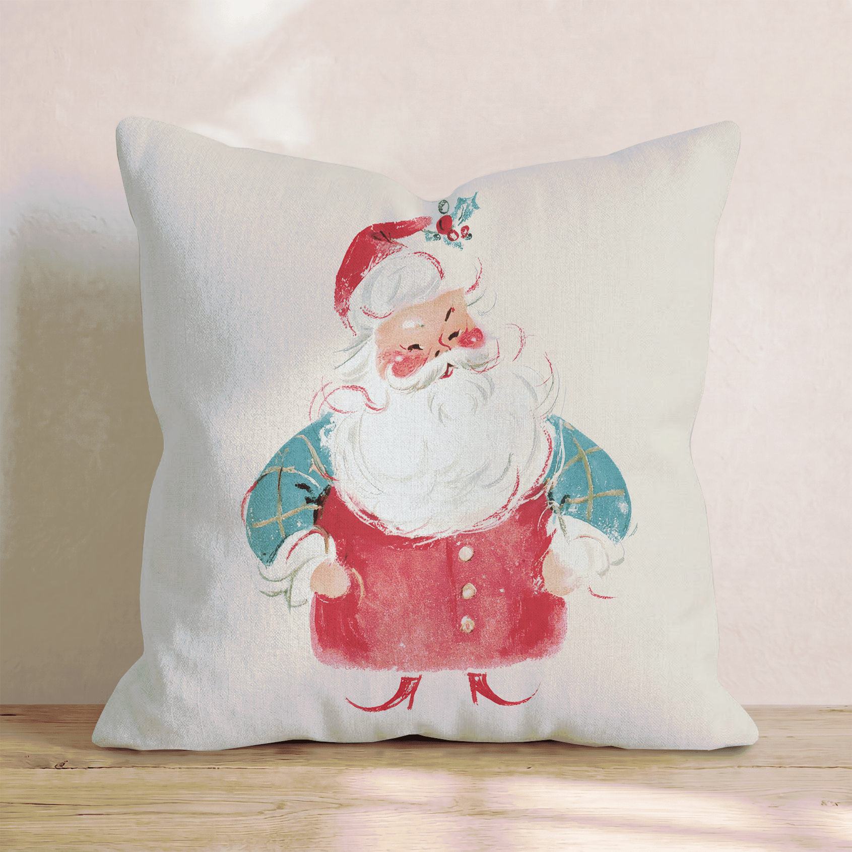 Santa_s Greeting Throw Pillow - Hillcroft Home