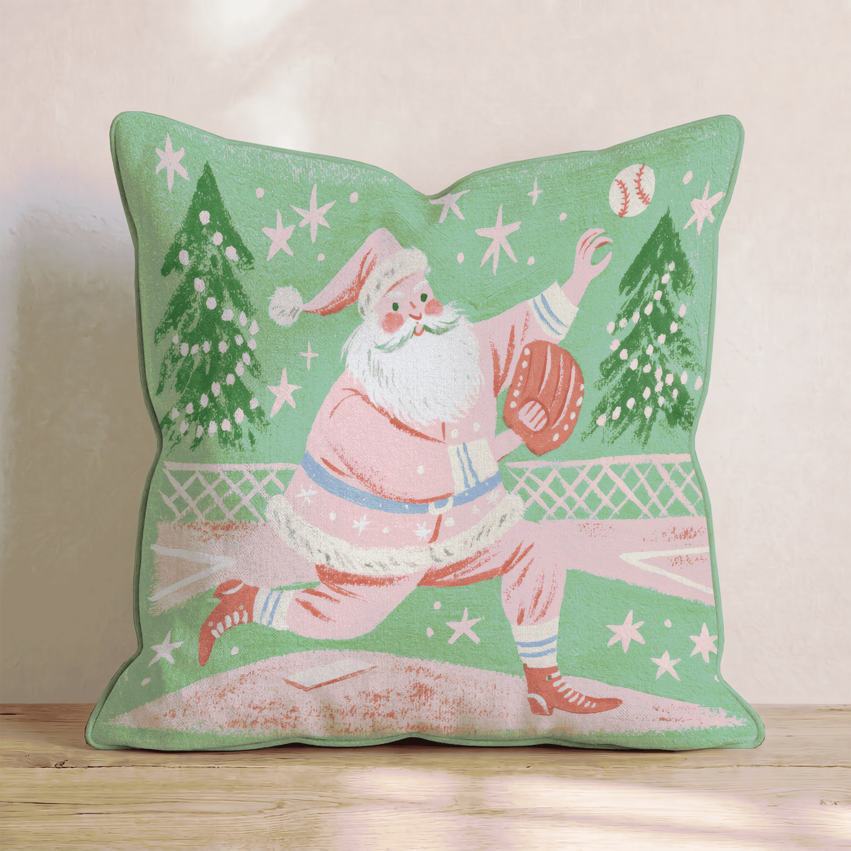 Santa_s Pitching Windup Throw Pillow - Hillcroft Home