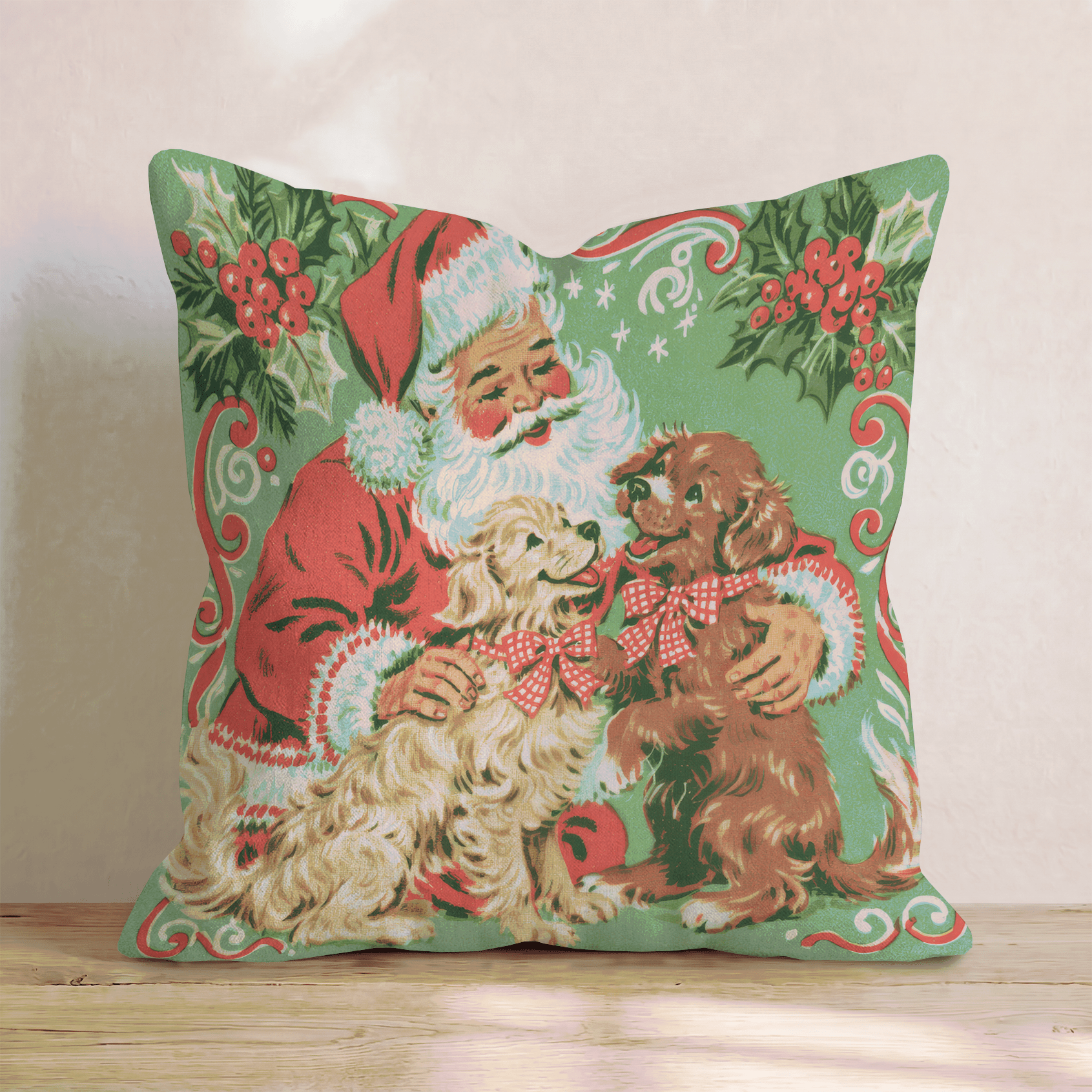 Santa_s Puppy Pals Throw Pillow - Hillcroft Home