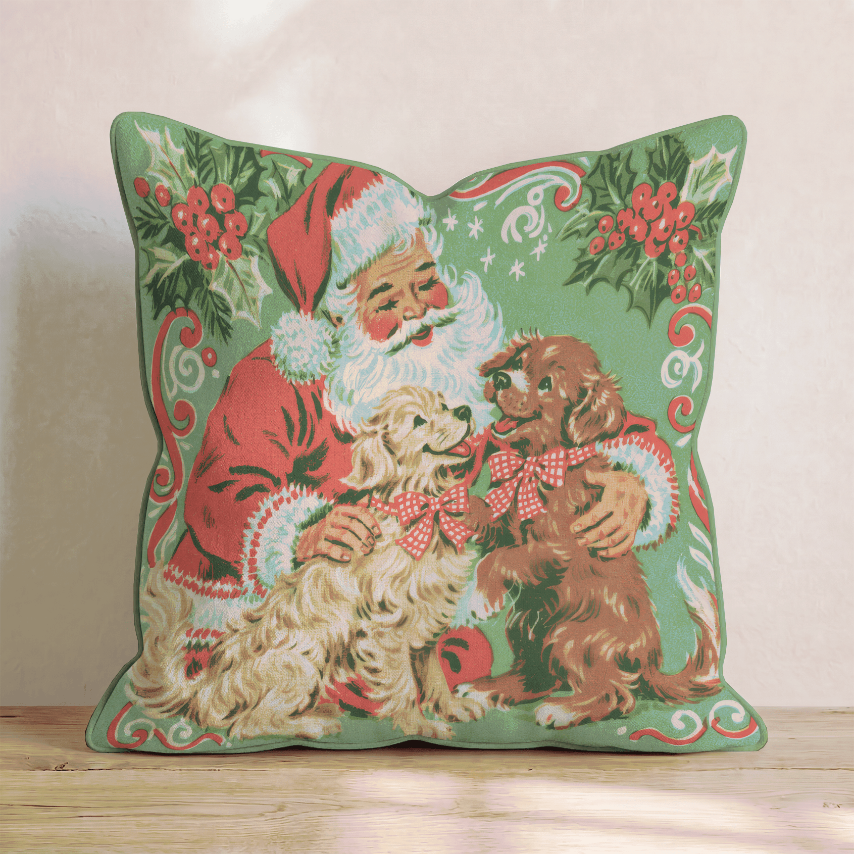Santa_s Puppy Pals Throw Pillow - Hillcroft Home