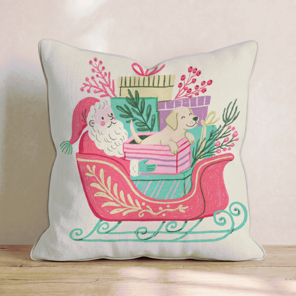 Santa_s Sleigh and Labrador Retriever Throw Pillow - Hillcroft Home