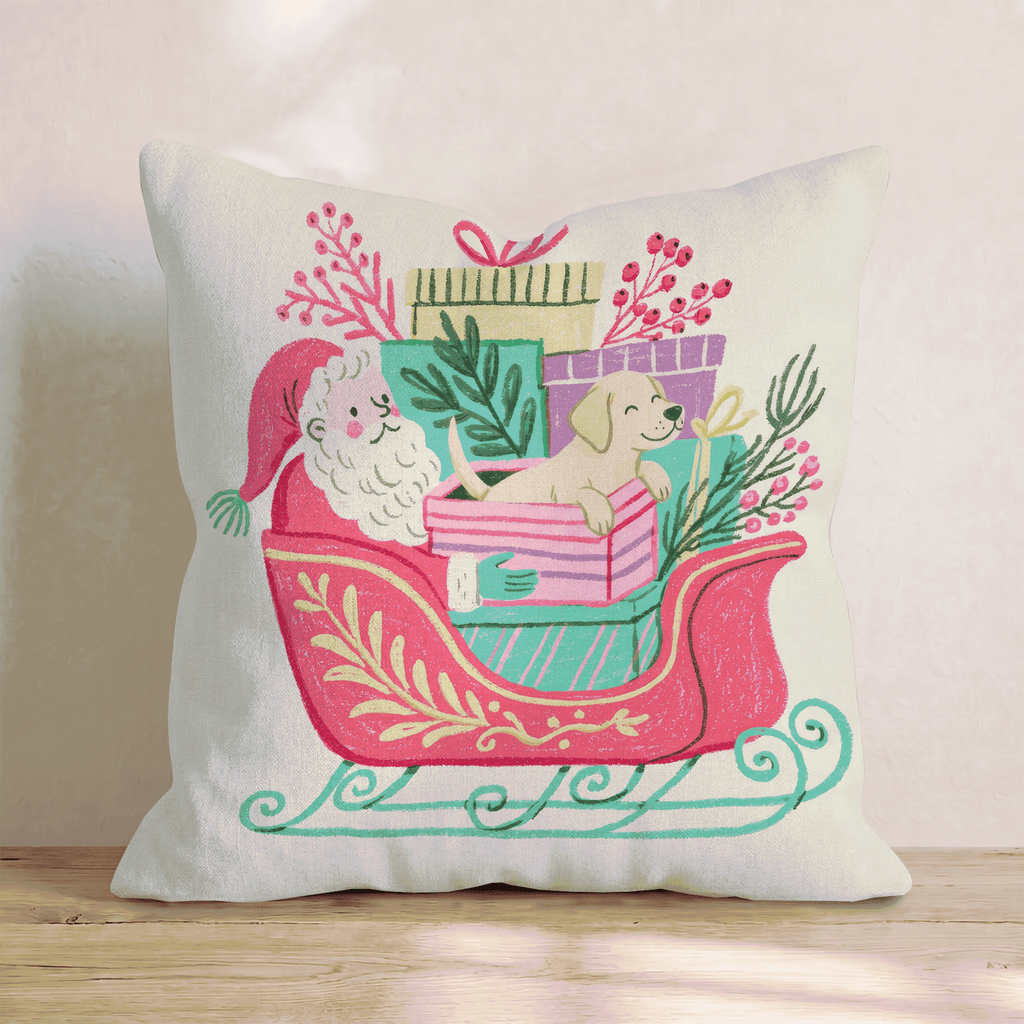 Santa_s Sleigh and Labrador Retriever Throw Pillow - Hillcroft Home