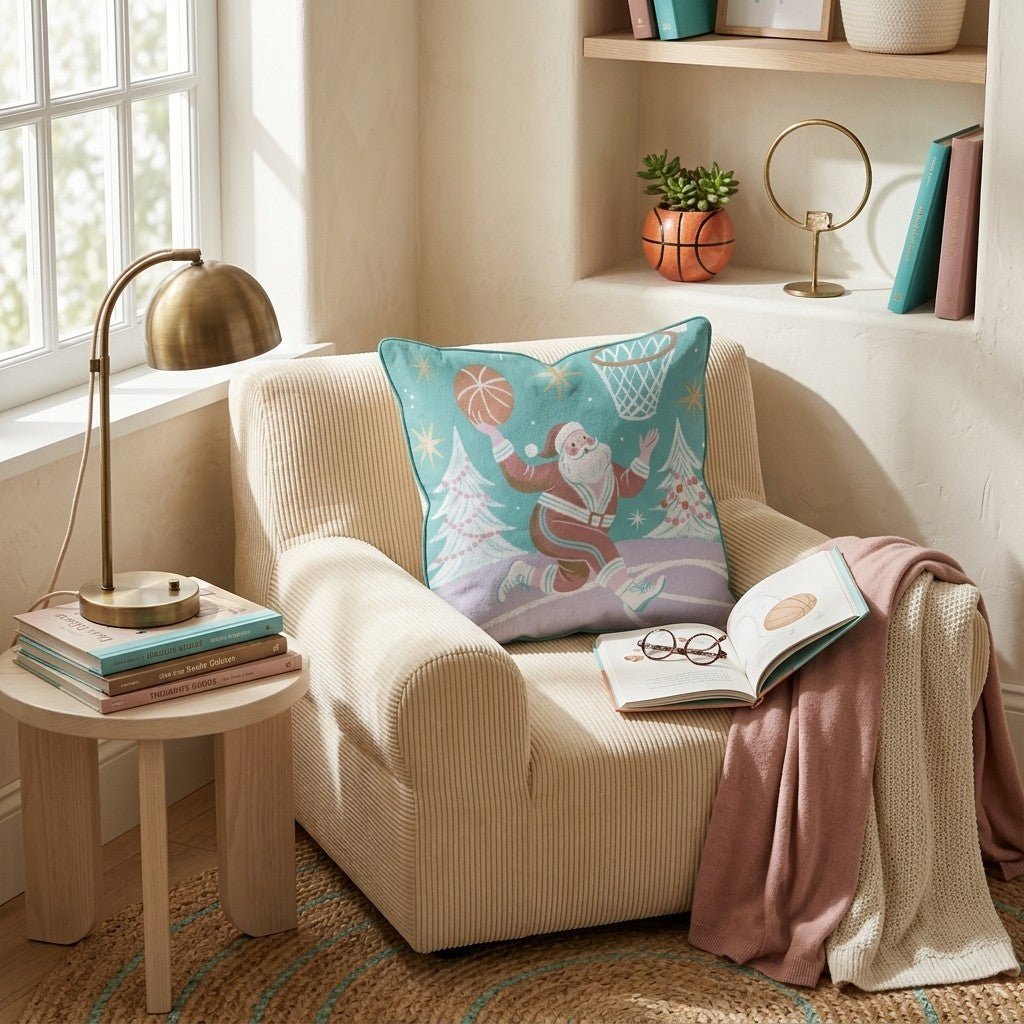 Santa Slam Dunk Throw Pillow - Hillcroft Home