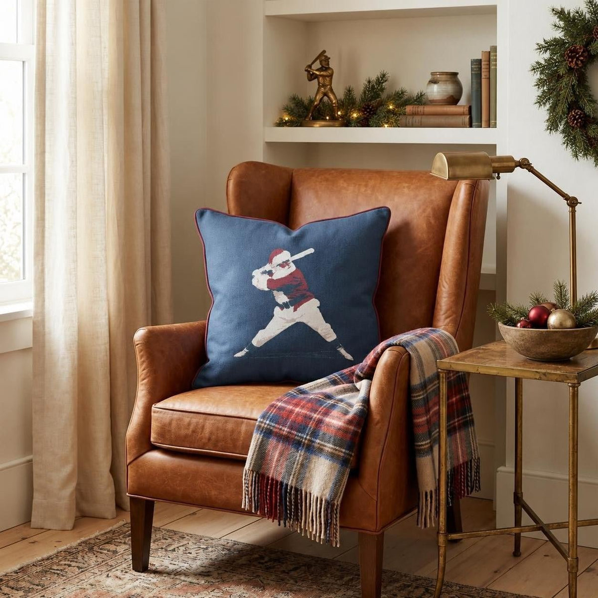 Santa Swings Throw Pillow throw pillow - Hillcroft Home