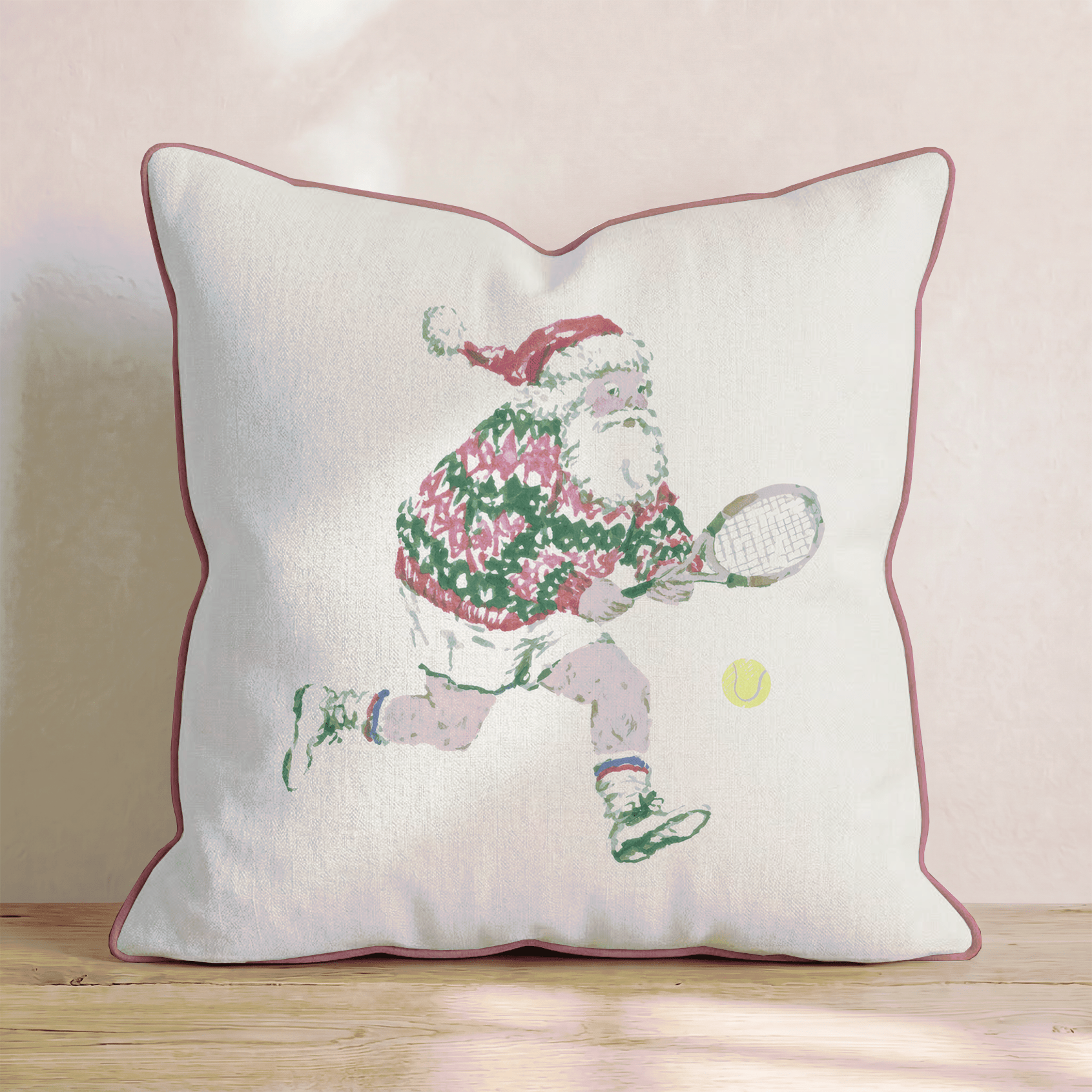 Santa Tennis Match Throw Pillow - Hillcroft Home