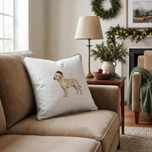 Santa Yellow Labrador Retriever Throw Pillow throw pillow - Hillcroft Home