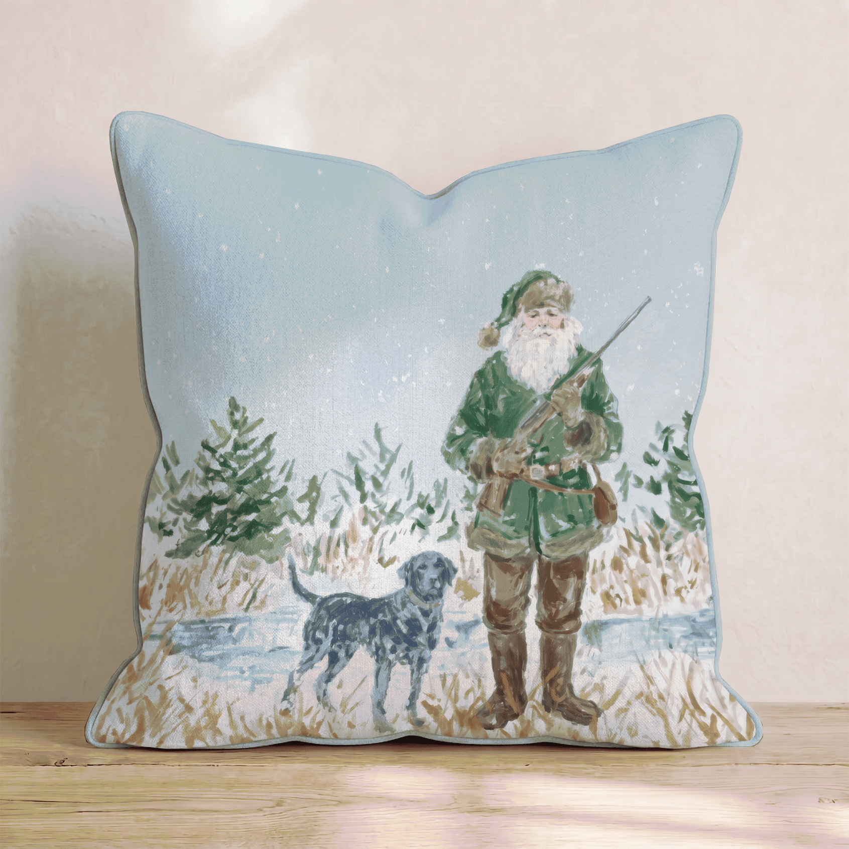 Santa's Hunting Companion Throw Pillow - Hillcroft Home