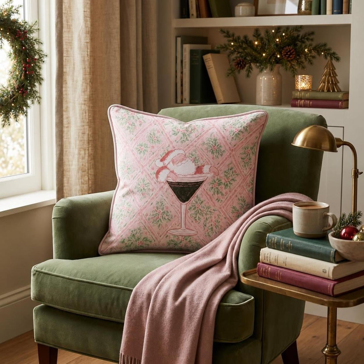 Santas Swim Up Bar Throw Pillow throw pillow - Hillcroft Home