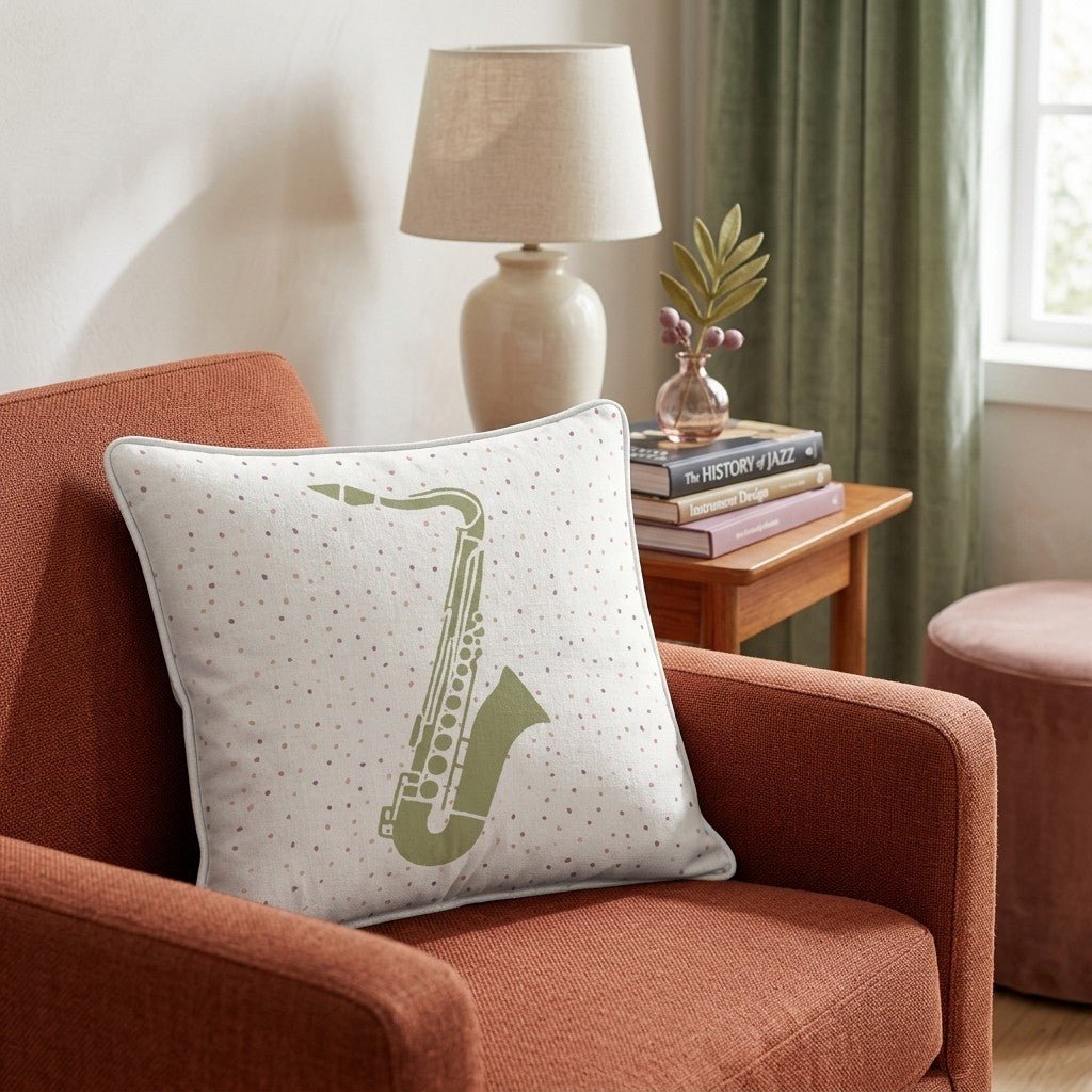 Sassy Saxaphone Throw Pillow - Hillcroft Home