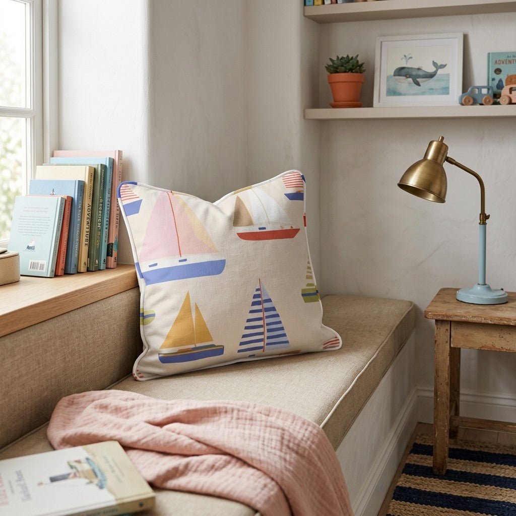 Scandi Sailboats Throw Pillow - Hillcroft Home