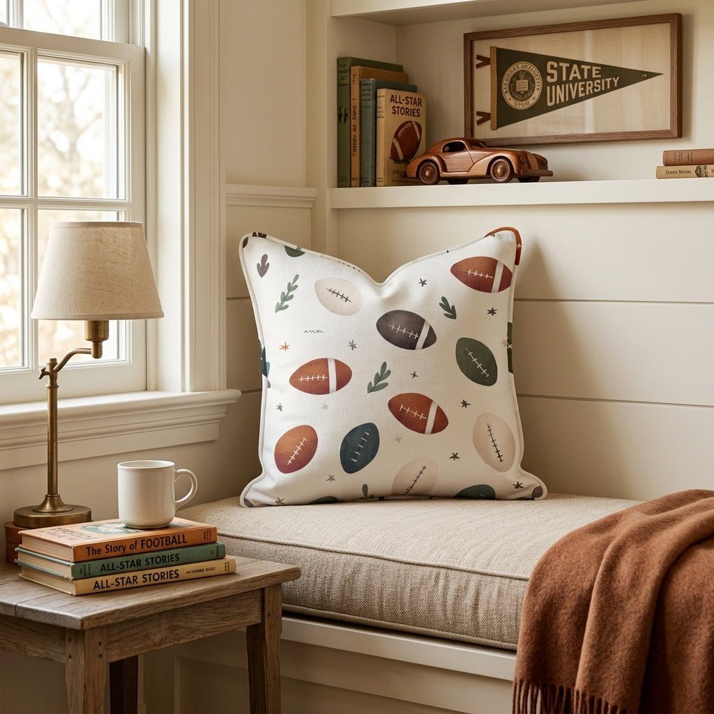 Scandi Scattered Footballs Throw Pillow - Hillcroft Home