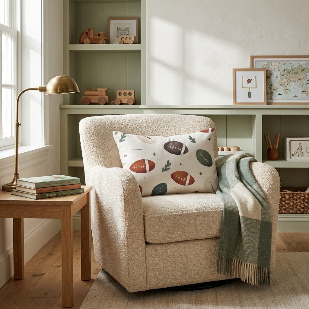 Scandi Scattered Footballs Throw Pillow - Hillcroft Home