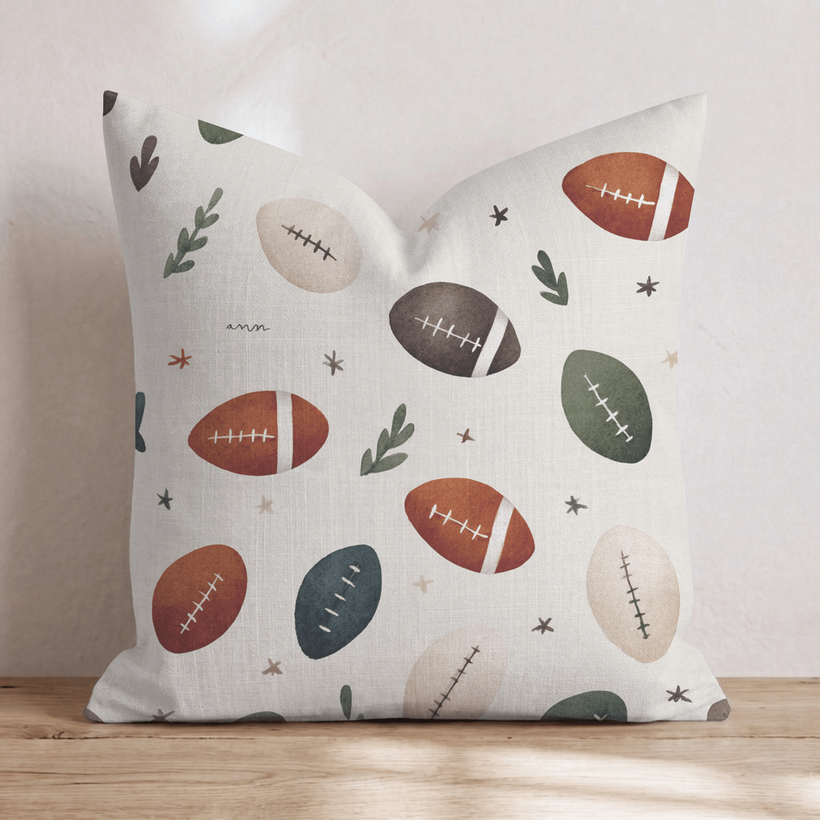 Scandi Scattered Footballs Throw Pillow - Hillcroft Home