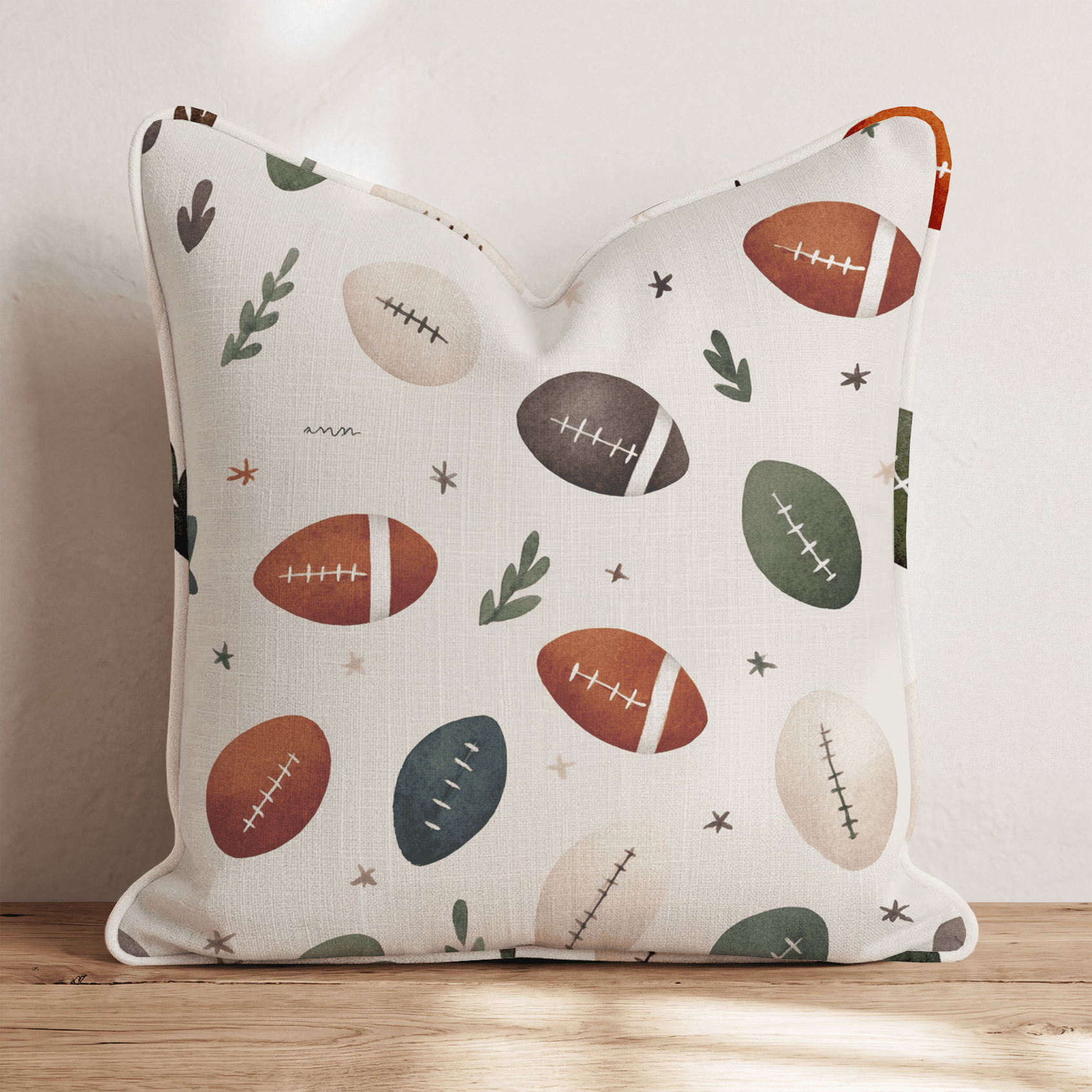 Scandi Scattered Footballs Throw Pillow - Hillcroft Home