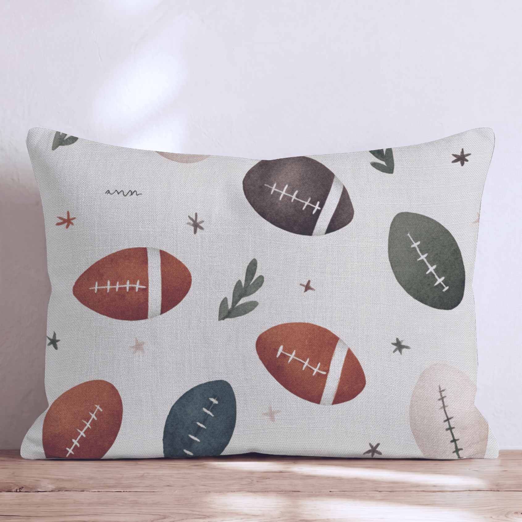 Scandi Scattered Footballs Throw Pillow - Hillcroft Home