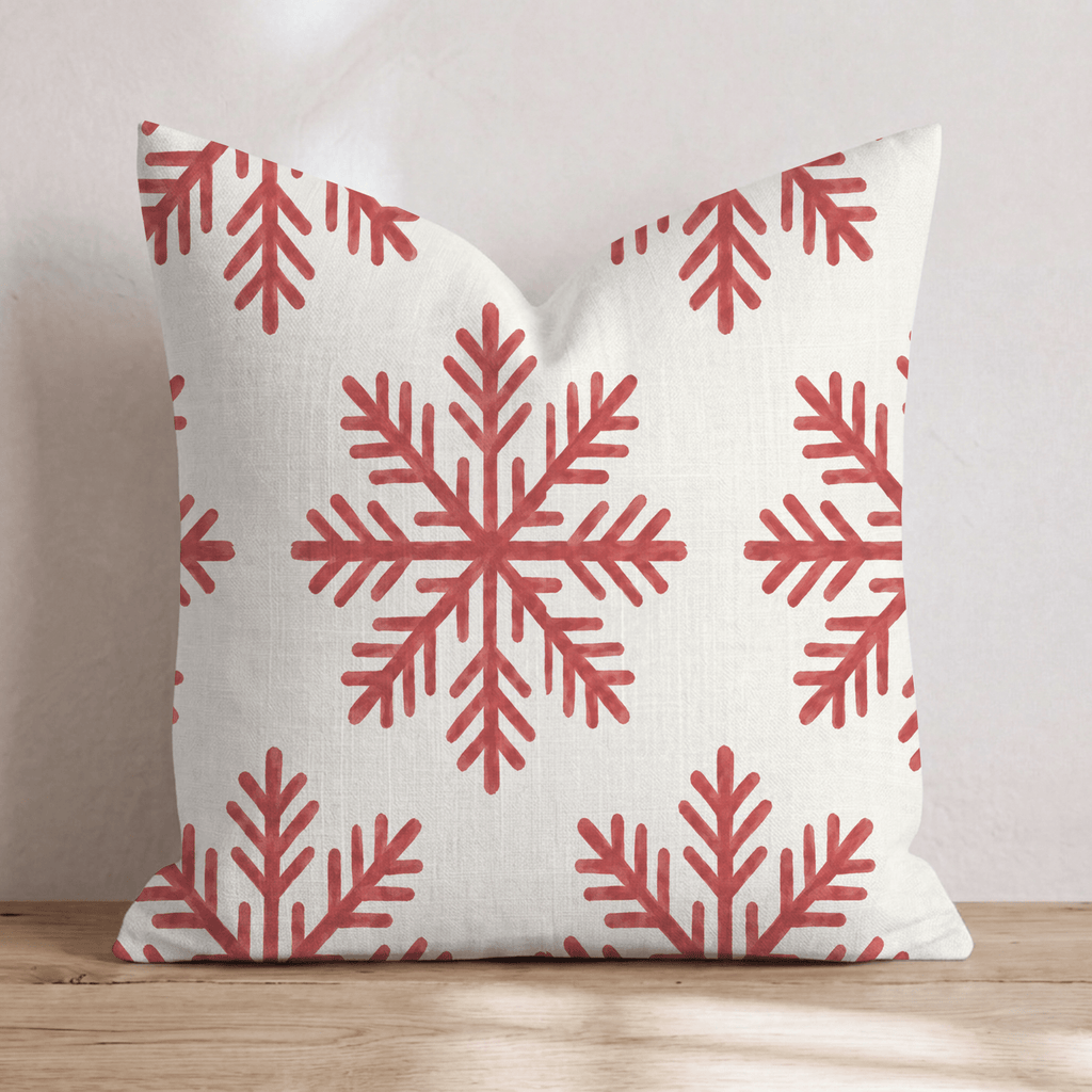 Scarlet Snowfall Throw Pillow throw pillow - Hillcroft Home