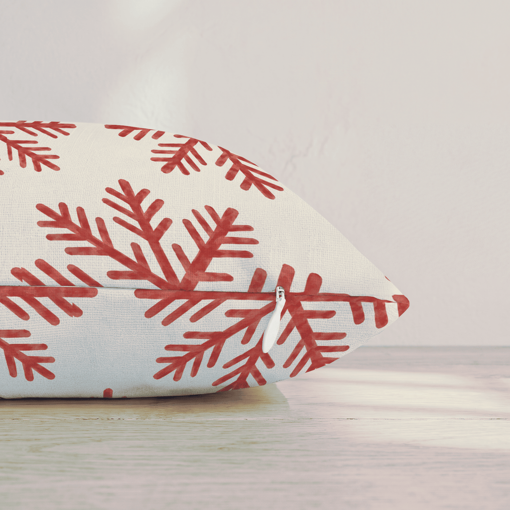 Scarlet Snowfall Throw Pillow throw pillow - Hillcroft Home