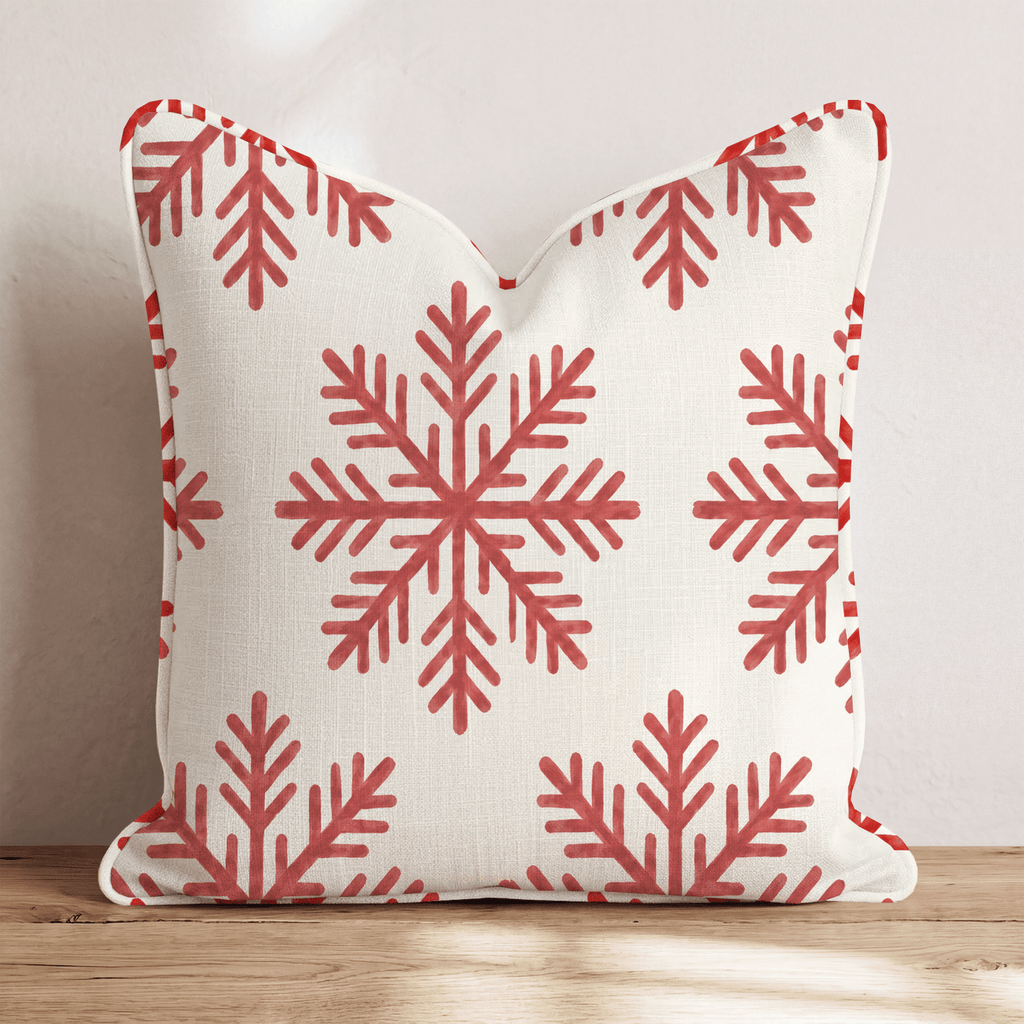 Scarlet Snowfall Throw Pillow throw pillow - Hillcroft Home