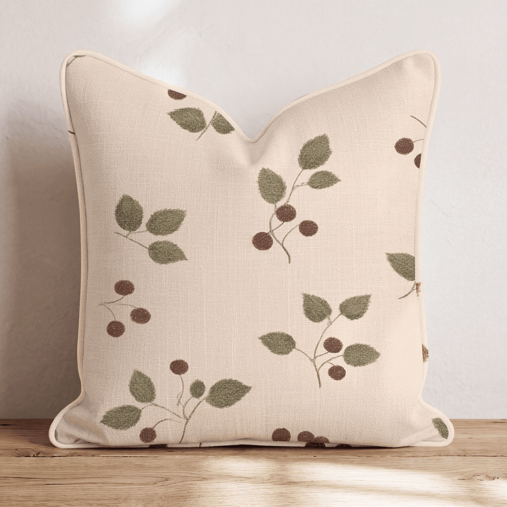 Scattered Berry Sprigs Throw Pillow - Hillcroft Home