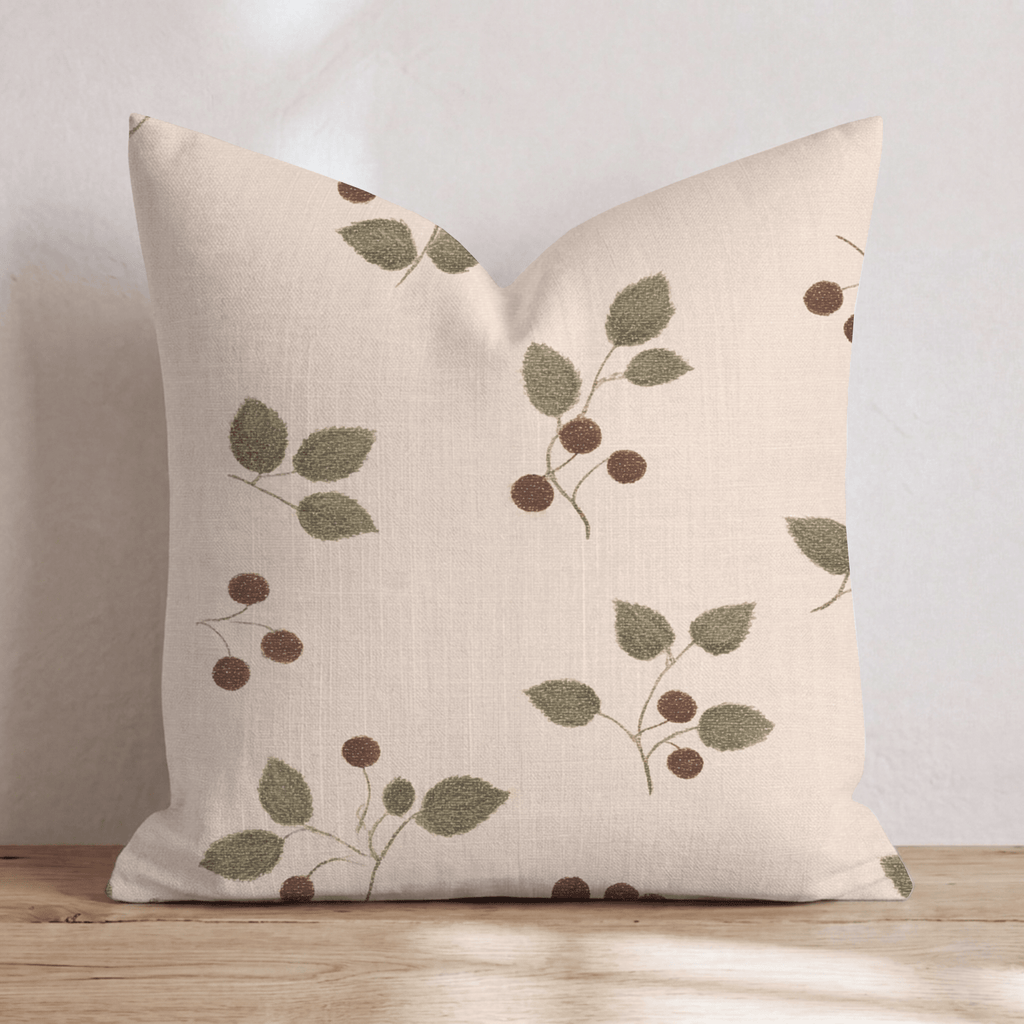 Scattered Berry Sprigs Throw Pillow - Hillcroft Home