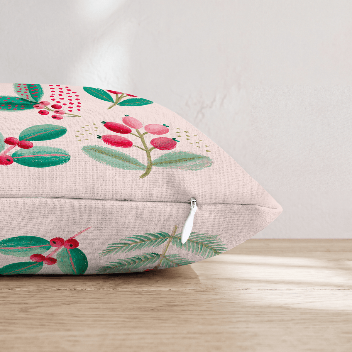 Scattered Holly Berries Throw Pillow - Hillcroft Home